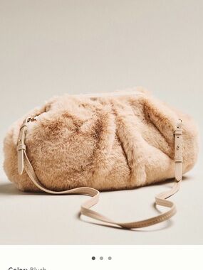 NWT new Anthropologie dolce vita Ramona faux fur clutch bag crossbody beige